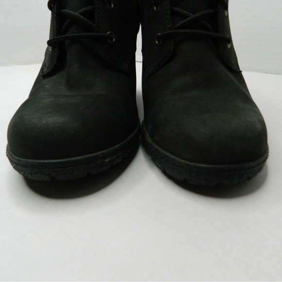 Timberland Earthkeepers Leather Black 3.5in heel bootie boots size 7W - Picture 7 of 13